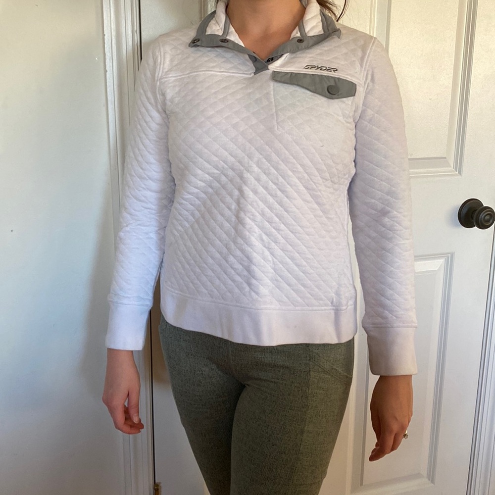 Spyder white quilted snap-front pullover